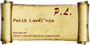 Petik Lavínia névjegykártya